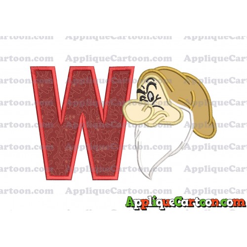 Grumpy Head Snow White Applique Design With Alphabet W