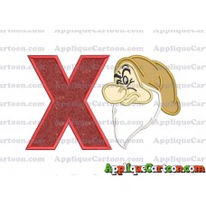 Grumpy Head Snow White Applique Design With Alphabet X