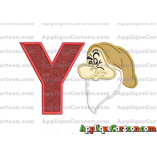 Grumpy Head Snow White Applique Design With Alphabet Y