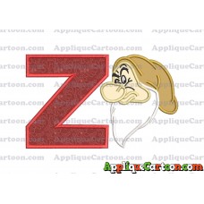 Grumpy Head Snow White Applique Design With Alphabet Z