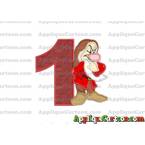 Grumpy Snow White Applique Design Birthday Number 1