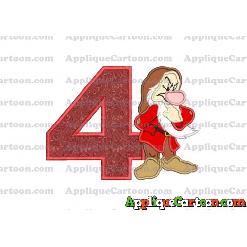 Grumpy Snow White Applique Design Birthday Number 4