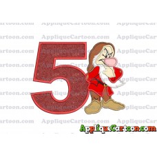 Grumpy Snow White Applique Design Birthday Number 5