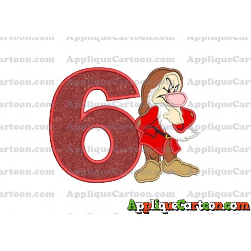 Grumpy Snow White Applique Design Birthday Number 6
