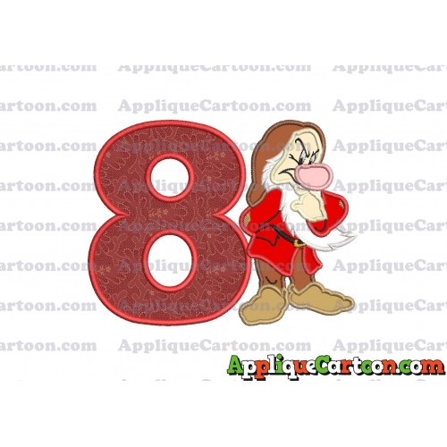 Grumpy Snow White Applique Design Birthday Number 8