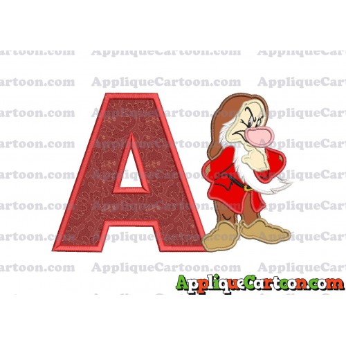 Grumpy Snow White Applique Design With Alphabet A