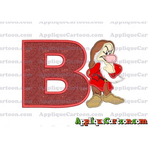 Grumpy Snow White Applique Design With Alphabet B