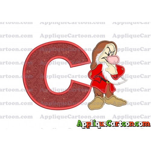 Grumpy Snow White Applique Design With Alphabet C