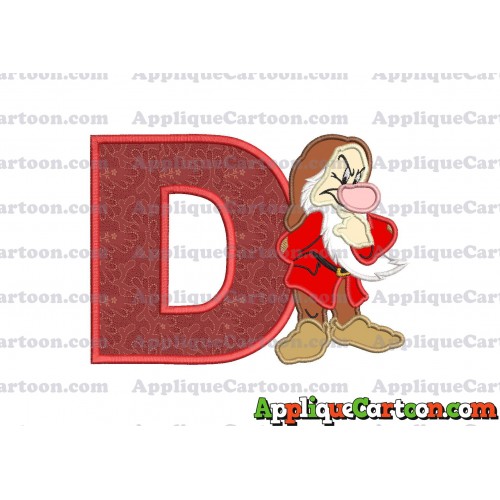 Grumpy Snow White Applique Design With Alphabet D