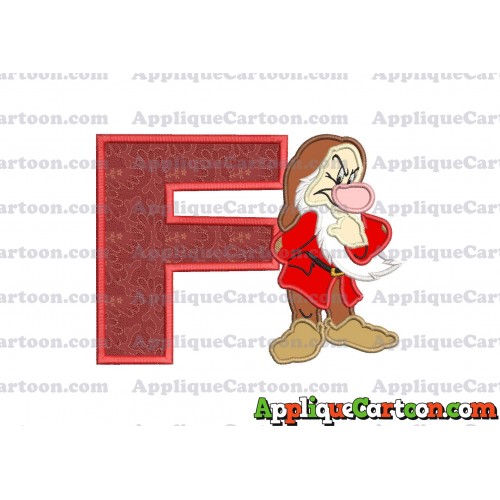 Grumpy Snow White Applique Design With Alphabet F