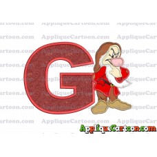 Grumpy Snow White Applique Design With Alphabet G