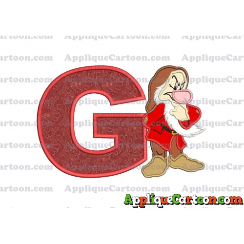 Grumpy Snow White Applique Design With Alphabet G