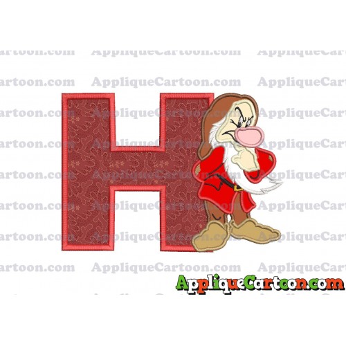 Grumpy Snow White Applique Design With Alphabet H