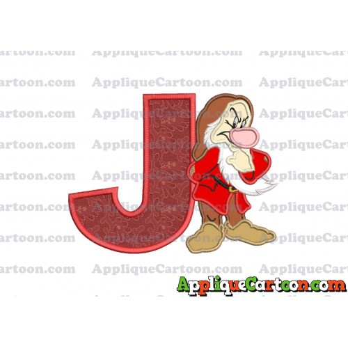 Grumpy Snow White Applique Design With Alphabet J