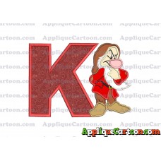 Grumpy Snow White Applique Design With Alphabet K
