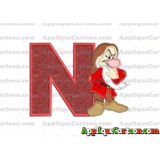 Grumpy Snow White Applique Design With Alphabet N