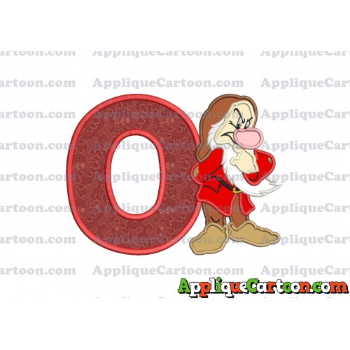 Grumpy Snow White Applique Design With Alphabet O
