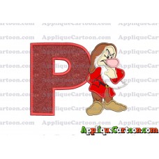 Grumpy Snow White Applique Design With Alphabet P