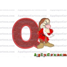 Grumpy Snow White Applique Design With Alphabet Q