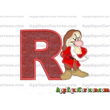 Grumpy Snow White Applique Design With Alphabet R