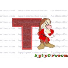 Grumpy Snow White Applique Design With Alphabet T