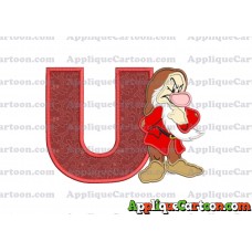 Grumpy Snow White Applique Design With Alphabet U
