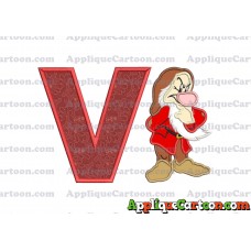 Grumpy Snow White Applique Design With Alphabet V