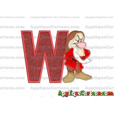 Grumpy Snow White Applique Design With Alphabet W