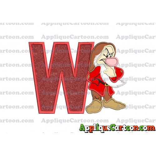 Grumpy Snow White Applique Design With Alphabet W