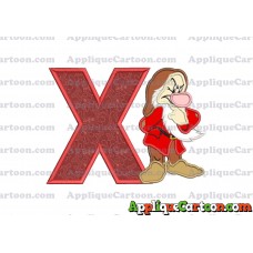 Grumpy Snow White Applique Design With Alphabet X