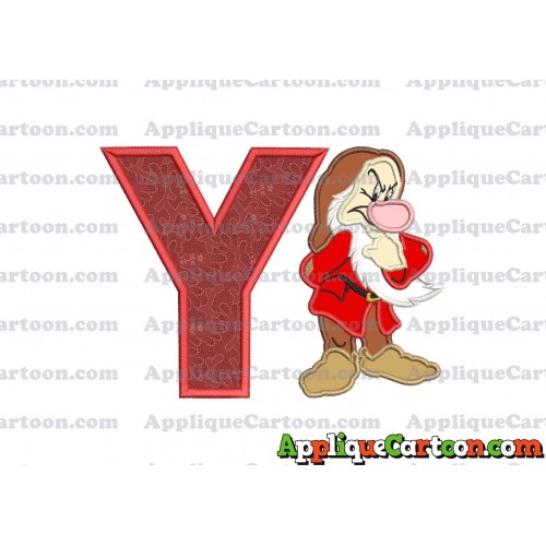 Grumpy Snow White Applique Design With Alphabet Y