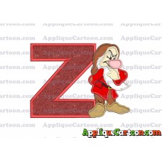 Grumpy Snow White Applique Design With Alphabet Z