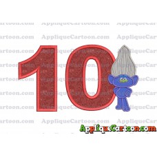 Guy Diamond Trolls Applique 01 Embroidery Design Birthday Number 10