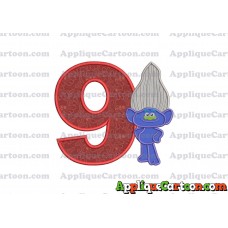 Guy Diamond Trolls Applique 01 Embroidery Design Birthday Number 9