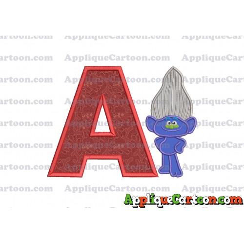 Guy Diamond Trolls Applique 01 Embroidery Design With Alphabet A