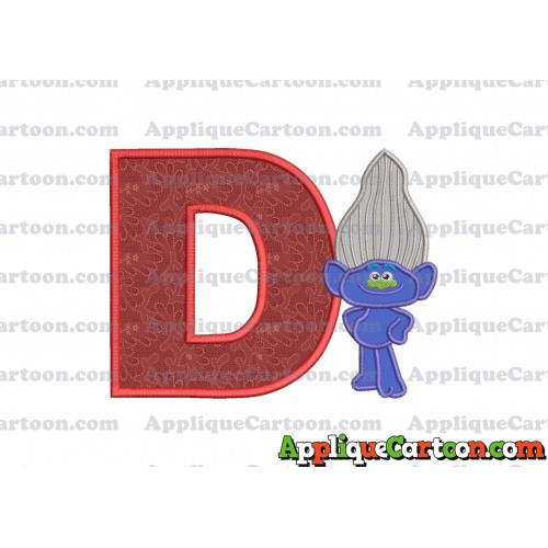 Guy Diamond Trolls Applique 01 Embroidery Design With Alphabet D
