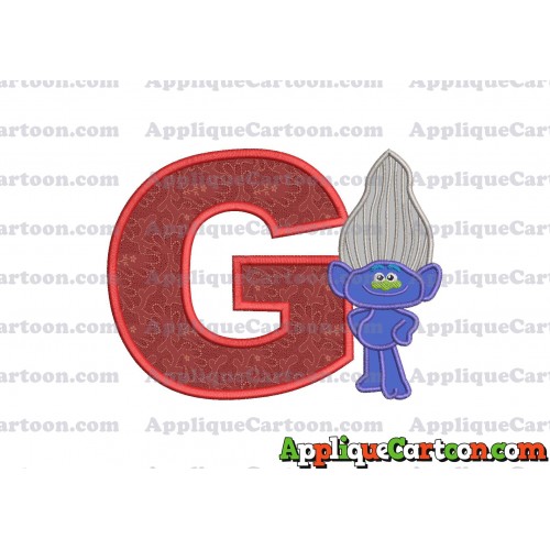 Guy Diamond Trolls Applique 01 Embroidery Design With Alphabet G