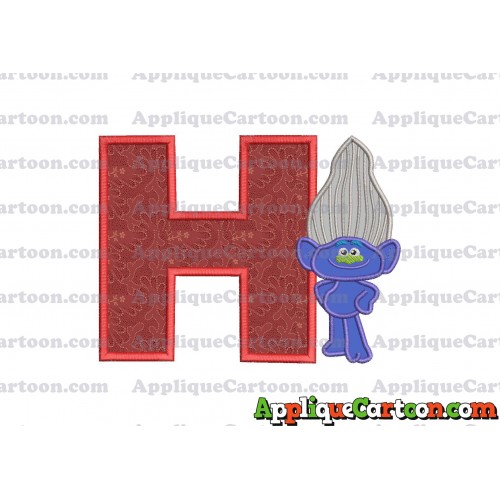Guy Diamond Trolls Applique 01 Embroidery Design With Alphabet H