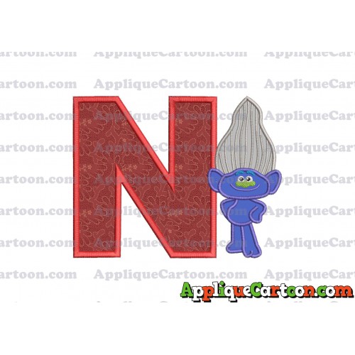 Guy Diamond Trolls Applique 01 Embroidery Design With Alphabet N
