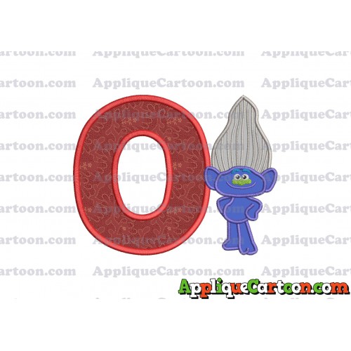 Guy Diamond Trolls Applique 01 Embroidery Design With Alphabet O