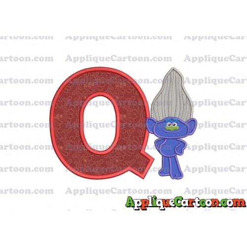 Guy Diamond Trolls Applique 01 Embroidery Design With Alphabet Q