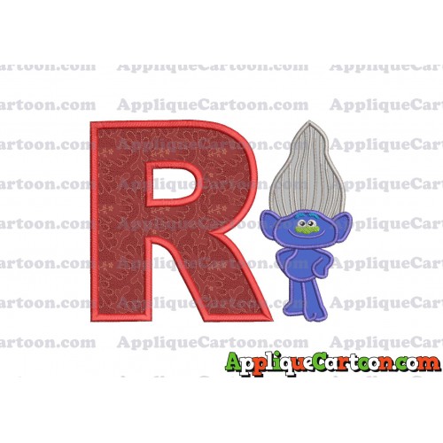 Guy Diamond Trolls Applique 01 Embroidery Design With Alphabet R