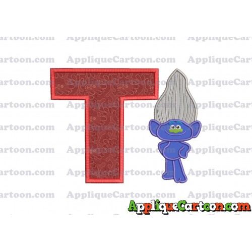 Guy Diamond Trolls Applique 01 Embroidery Design With Alphabet T