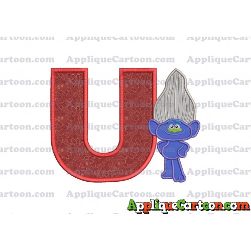 Guy Diamond Trolls Applique 01 Embroidery Design With Alphabet U