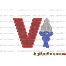 Guy Diamond Trolls Applique 01 Embroidery Design With Alphabet V