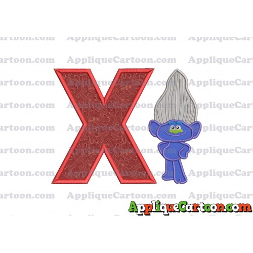 Guy Diamond Trolls Applique 01 Embroidery Design With Alphabet X