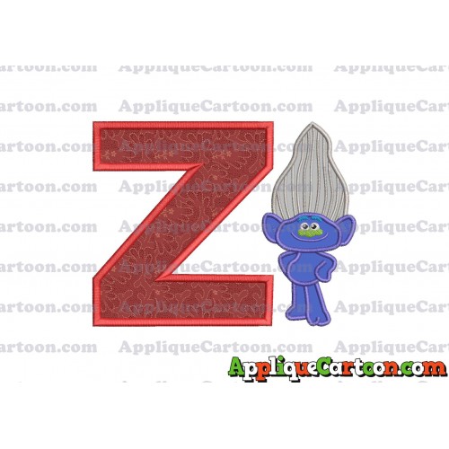 Guy Diamond Trolls Applique 01 Embroidery Design With Alphabet Z