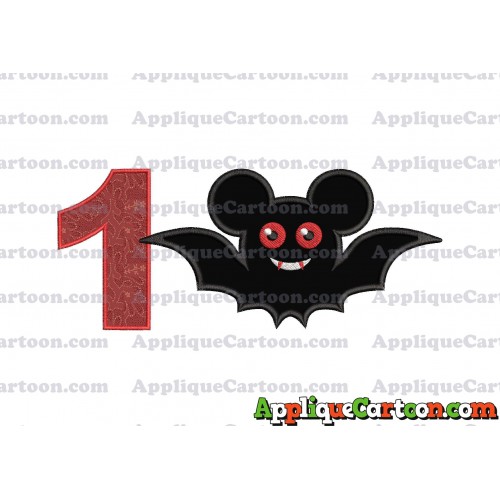 Halloween Bat Mickey Ears Applique Design Birthday Number 1