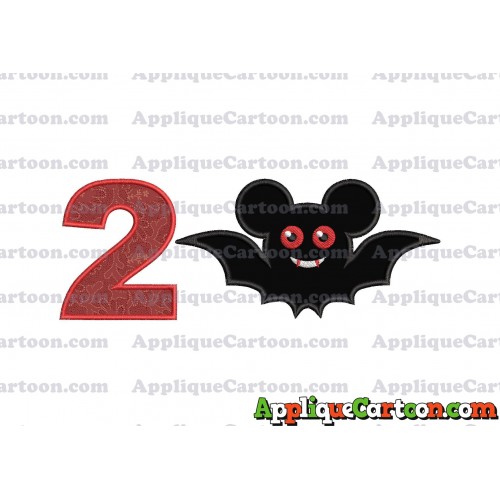 Halloween Bat Mickey Ears Applique Design Birthday Number 2
