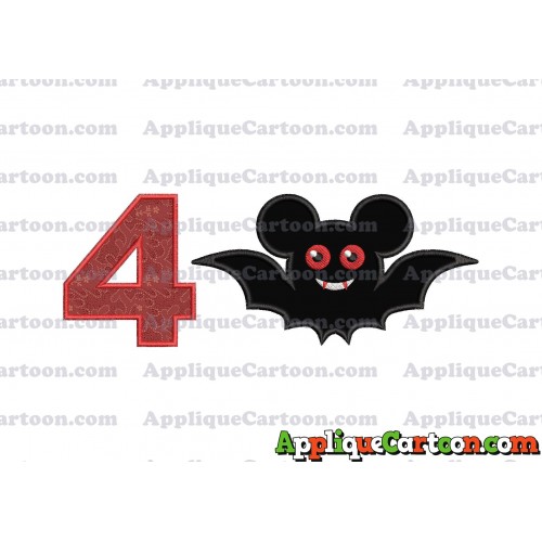 Halloween Bat Mickey Ears Applique Design Birthday Number 4